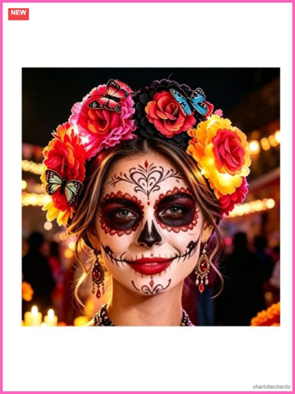Light Up Rose Flower Headband Floral Crown Day of the Dead Costume